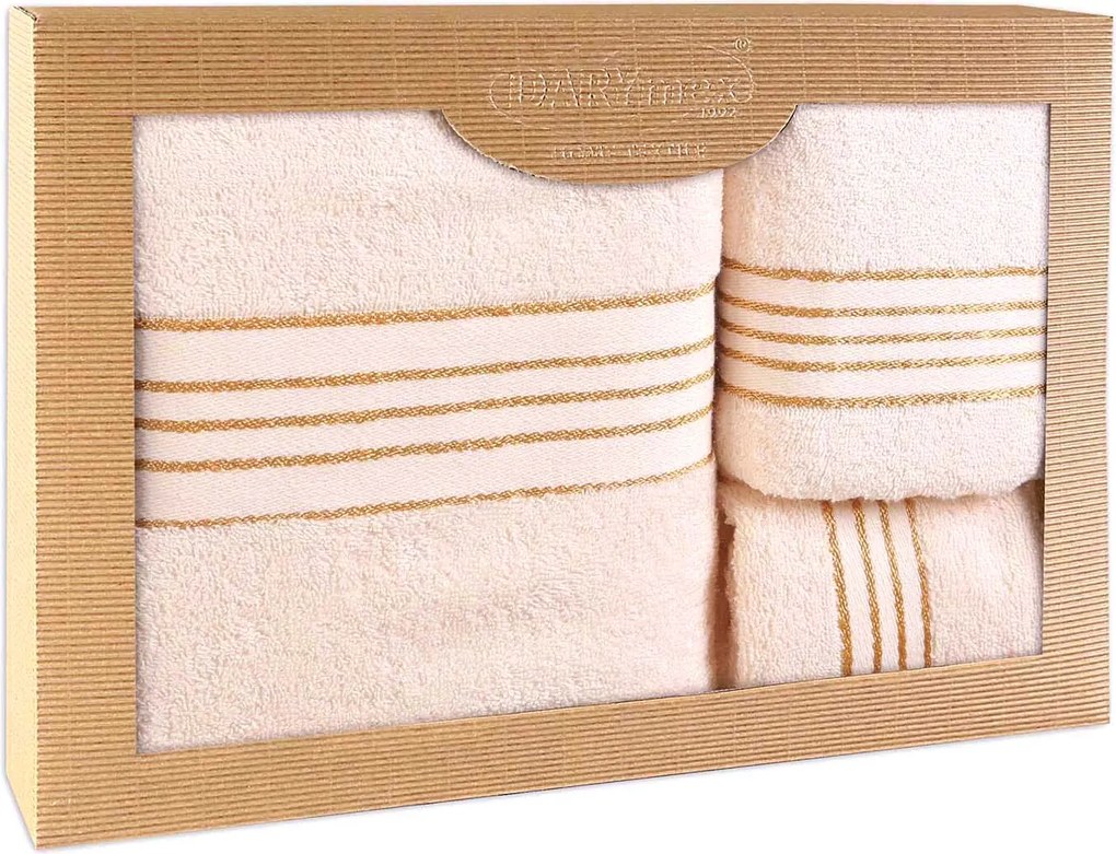 BAVLNENÉ UTERÁKY TIWANO SADA 1 KS 30X50 CM, 1 KS 50X90 CM, 1 KS 70X140 CM KRÉMOVÁ