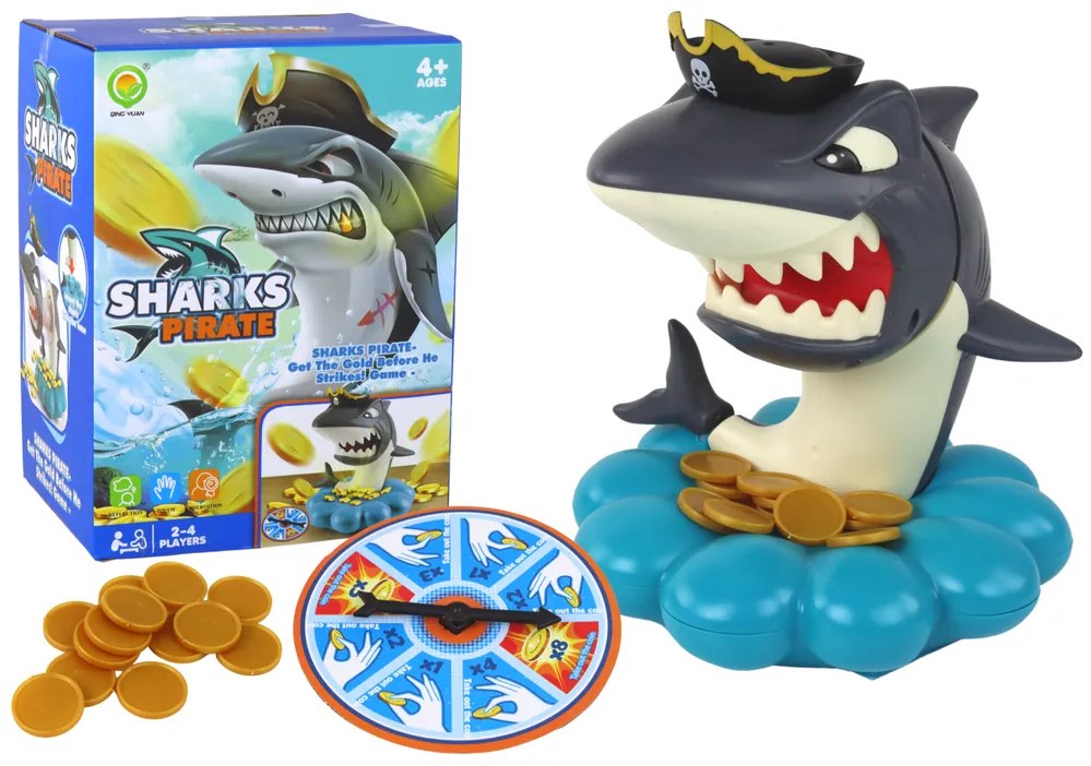 LEAN TOYS Arkádová hra - Shark Pirate Exploding Coins, koleso na točenie