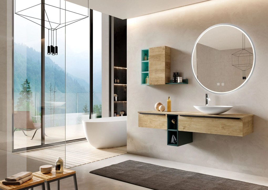 Rea Rea, LED kúpeľňové zrkadlo v kovovom ráme 70cm MMJ, brúsená oceľ, HOM-06506