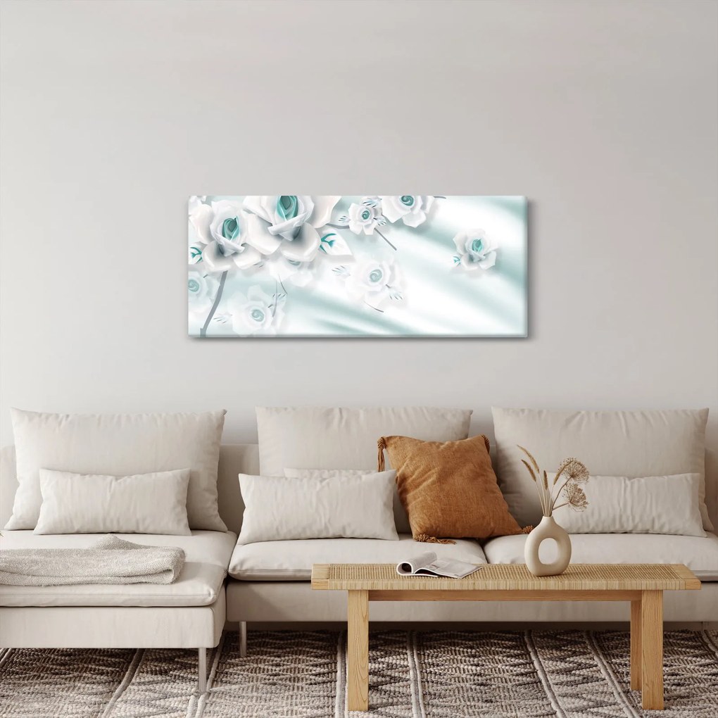 Obraz - Tyrkysové kvety ruží (120x50 cm)