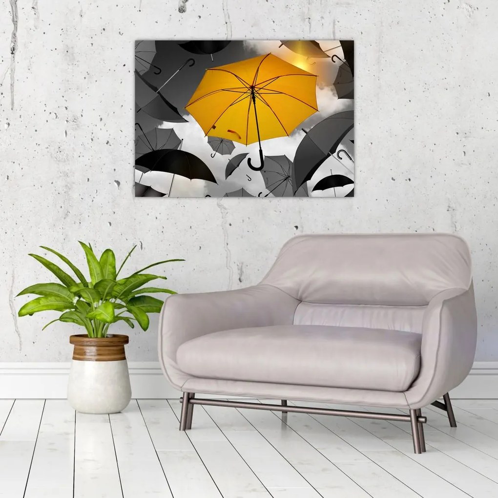 Sklenený obraz žltého dáždnika (70x50 cm)