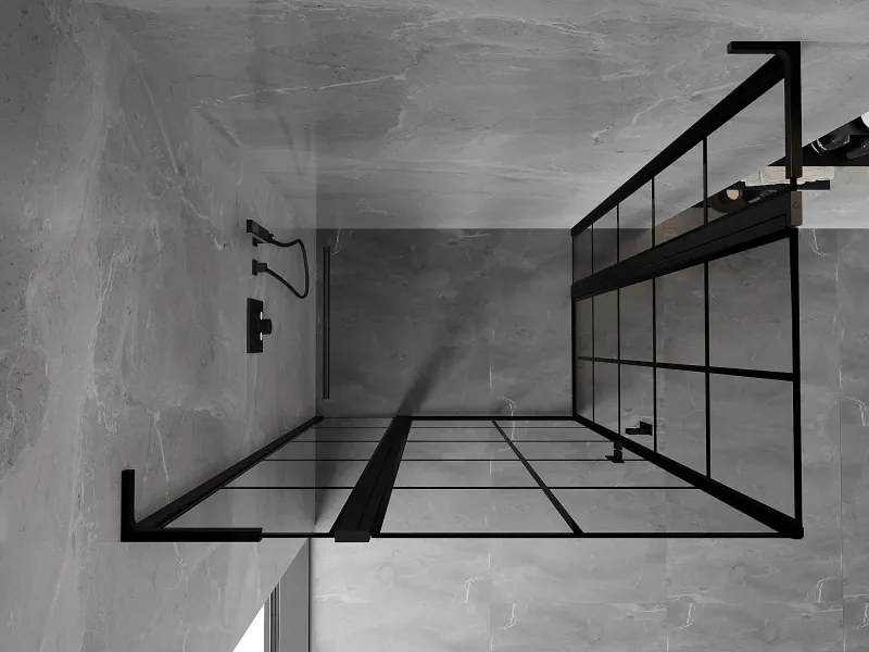 Mexen, Mexen Mist L Duo výklopný sprchový kút 100 x 95 cm, čierna mriežka - 8A4L-100L-095P-70-77