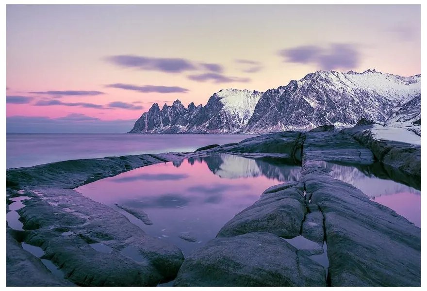 Fototapeta Vliesová Zimný fjord 312x219 cm