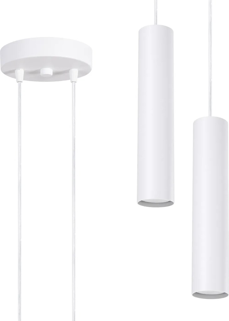 Závesné svietidlo Lagos, 2x biele kovové tienidlo, o