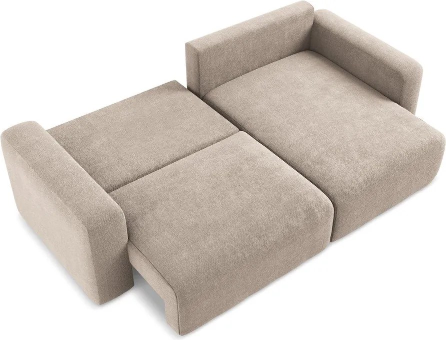 Béžová ženilková rozkladacia/s úložným priestorom rohová pohovka (pravý roh/s leňoškou) Kona – Makamii