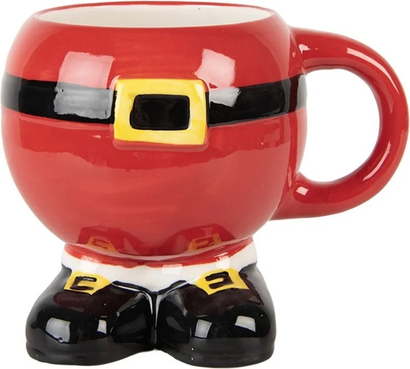 Červený keramický hrnček Santa Claus - 14 * 11 * 11 cm / 400 ml