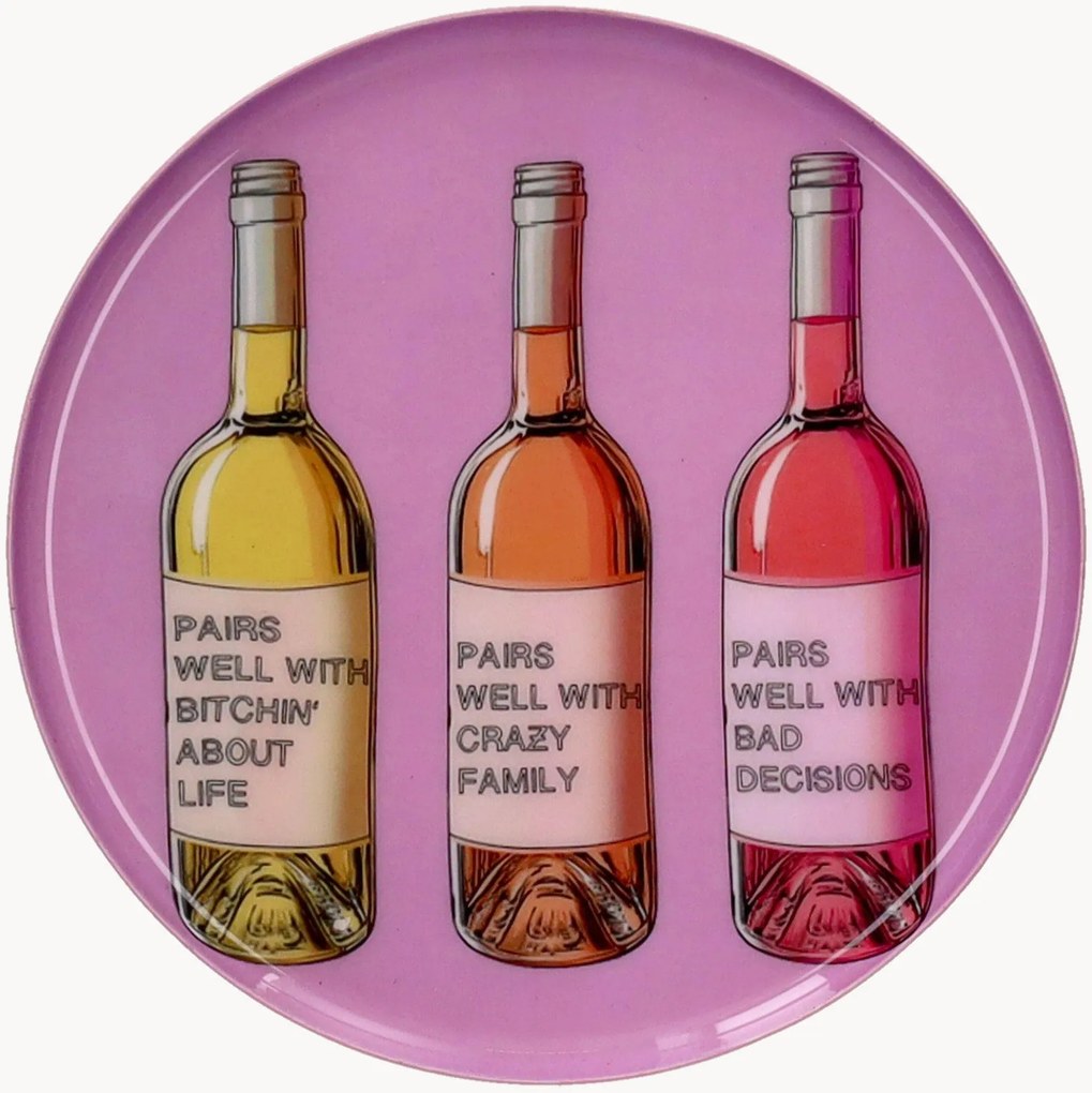 Ručne vyrobený dekoračný podnos Love Trays, Motive: Wine Bottles