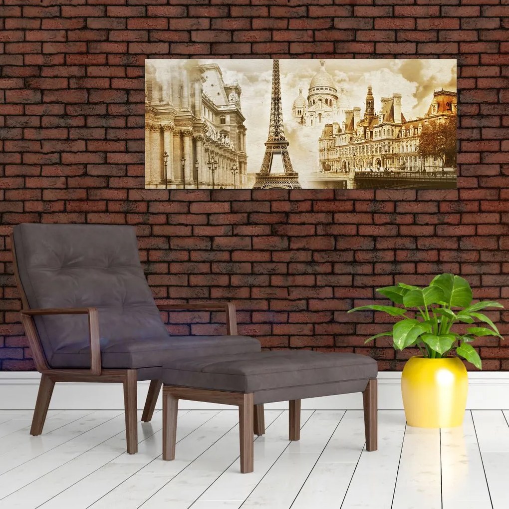 Obraz - Parížske pamiatky (120x50 cm)