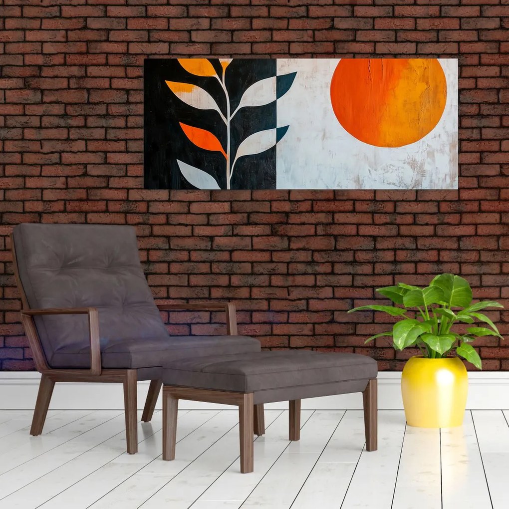 Obraz - Abstrakcia rastliny a slnka (120x50 cm)