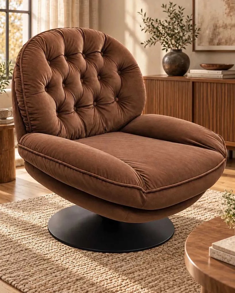 LuxuryForm DESIGN Relaxačné otočné kreslo LUNA - hnedé