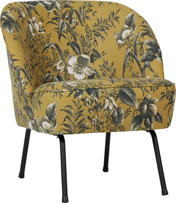 BePureHome Vogue zamatové dizajnové kreslo - Vzorovaná + žltá