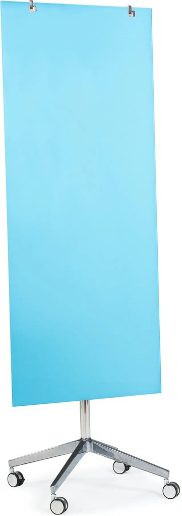 Mobilná sklenená magnetická tabuľa Stella, 650x1575 mm, svetlomodrá
