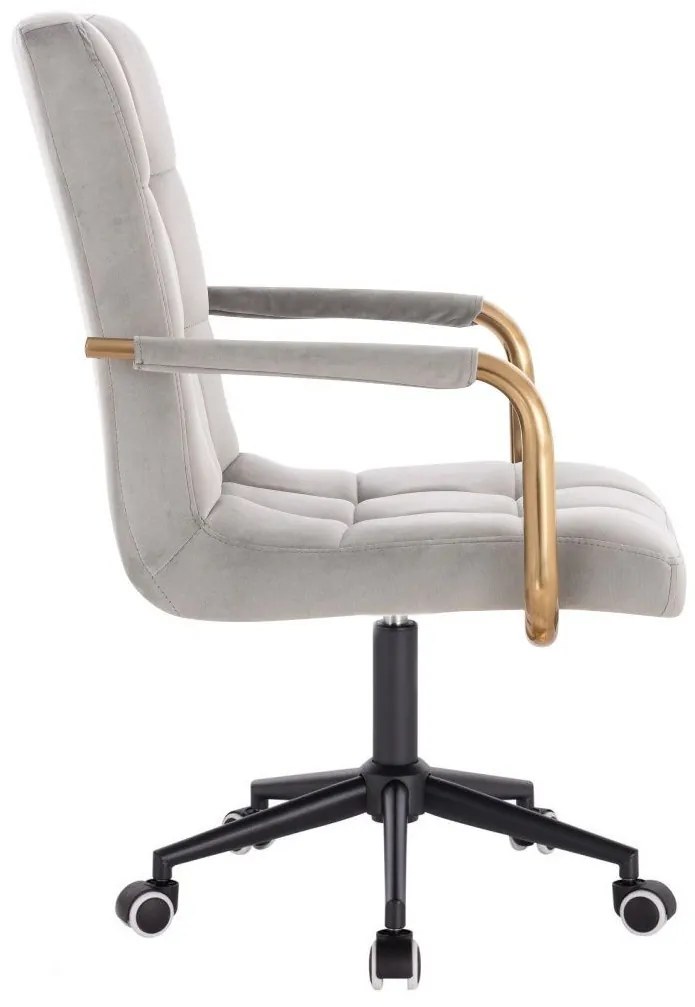 LuxuryForm DESIGN Stolička VERONA GOLD VELUR na čiernej podstave s kolieskami - svetlo šedá
