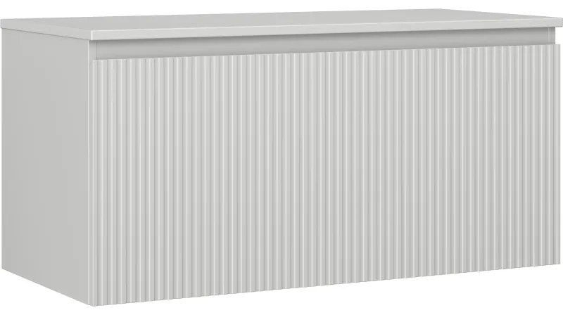 Mexen Rivel, kúpeľňová skrinka 100 cm s hornou časťou, 1 zásuvka, drážkovaná, sivá matná, 91A20-10047-1-BFC62