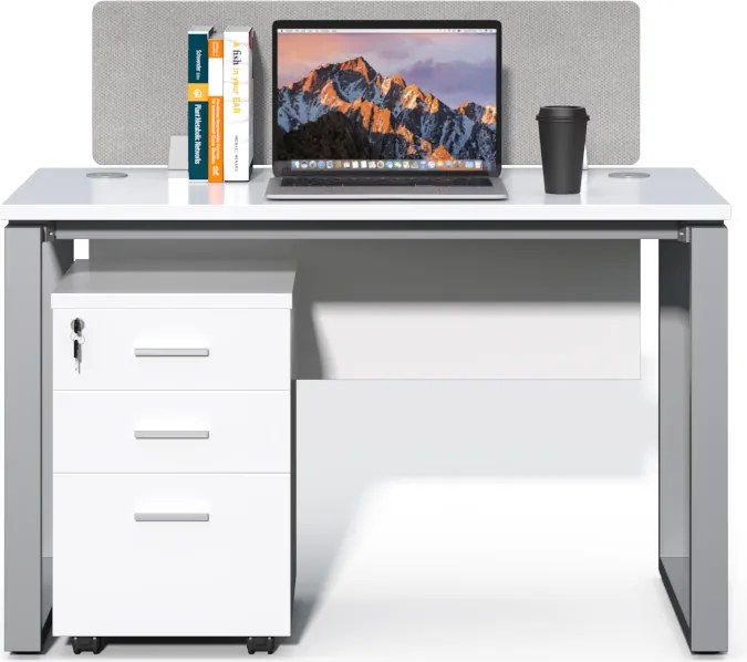 Kancelársky stôl s kontajnerom Houseland Prime Max 01 120 cm biely