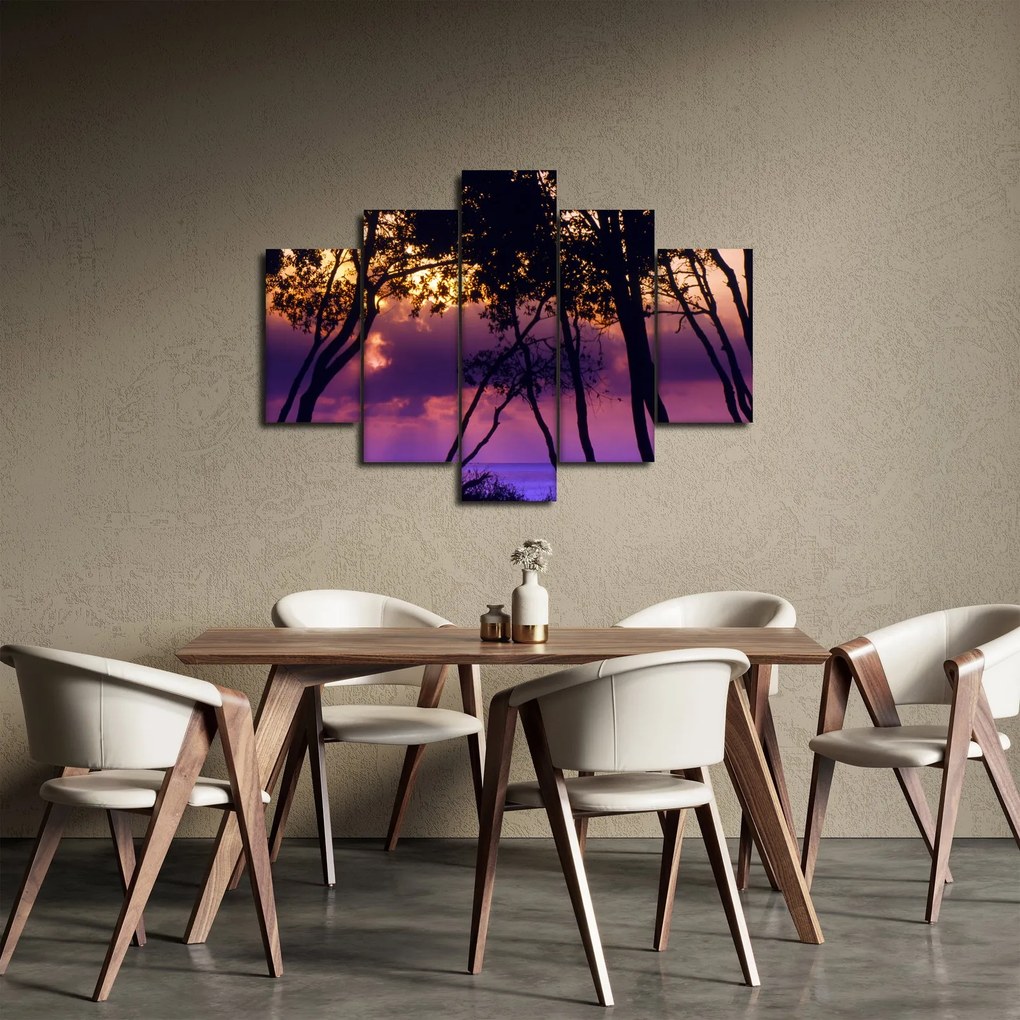 Obraz - Stromy pri západe slnka (150x105 cm)