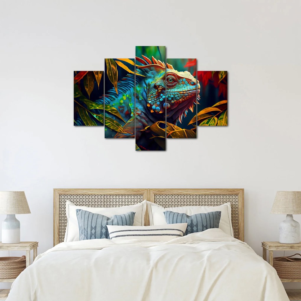 Obraz - Farebný leguán (150x105 cm)