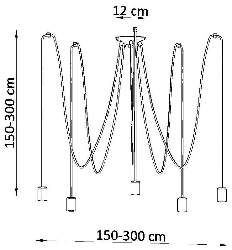 Čierne závesné svietidlo 300x300 cm Spider - Sollux