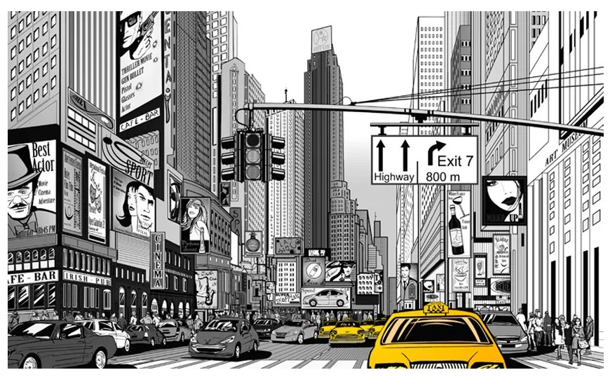 Artgeist Fototapeta - Yellow cabs in NYC Veľkosť: 539x270, Verzia: Samolepiaca