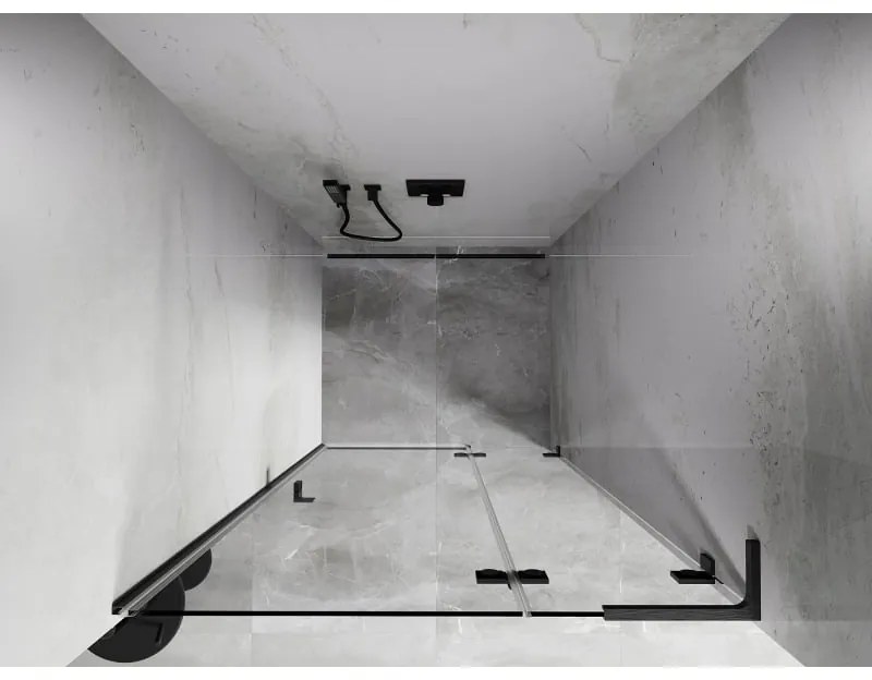 Mexen, Mexen Lunar L výklopné pravé sprchové dvere 95 cm, priehľadné, pištoľovo sivá kartáčovaná - 834L-095-000-66-00-P