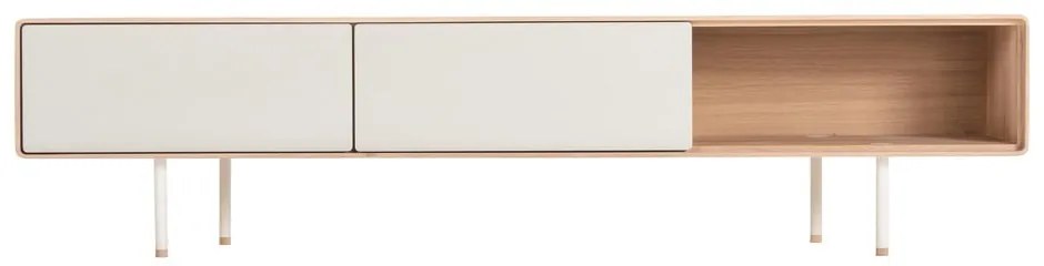 TV stolík z dubového dreva v bielo-prírodnej farbe 200x48 cm Fina – Gazzda