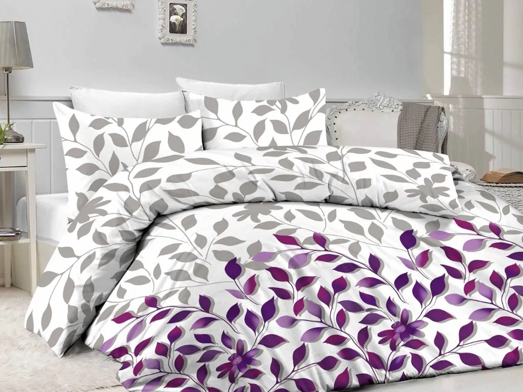 XPOSE® Bavlnené obliečky IVANKA na dve postele - fialové