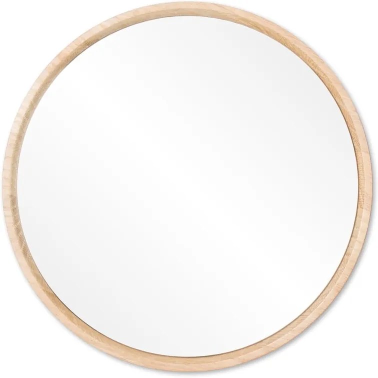 Nástenné zrkadlo s rámom z masívneho dubového dreva Gazzda Look, ⌀ 22 cm