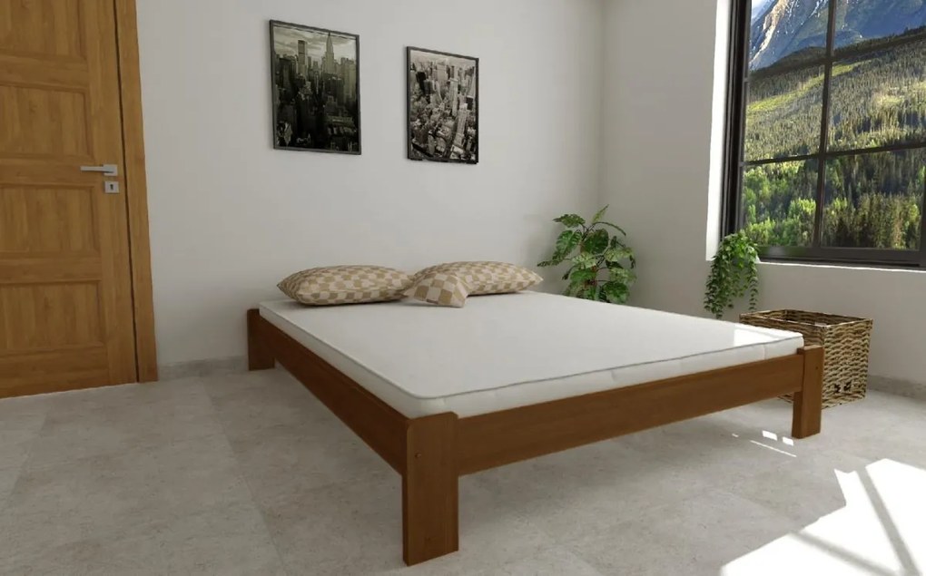 ComfortMatrace Posteľ z masívu borovice AURORA+rošt ZADARMO 140x200 cm Rozměr: 140x200 cm, Barva: dub