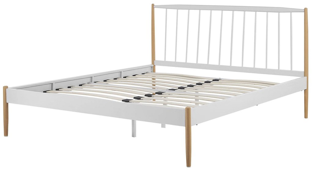 Kovová posteľ 160 x 200 cm biela MAURS Beliani