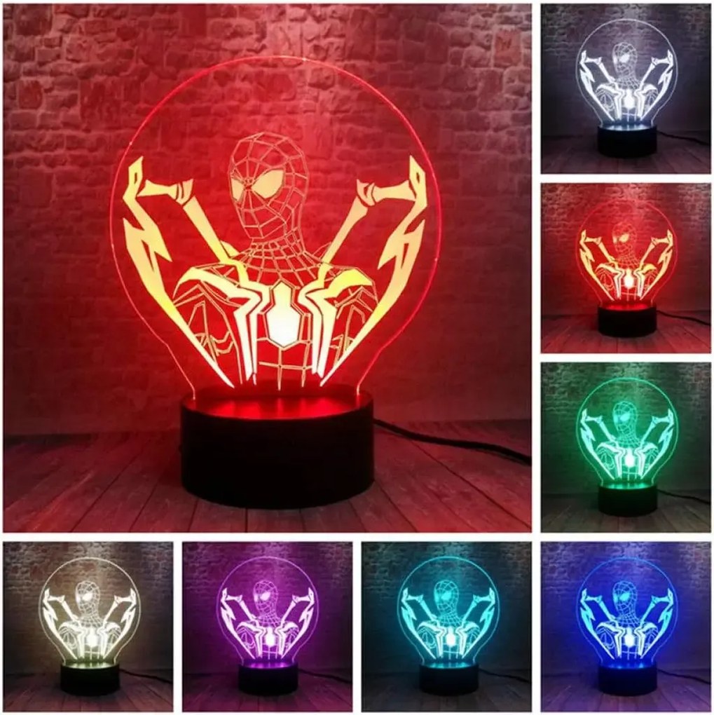 3Dmix 3DL-WD015 – 3D LED nočná lampa - Spider-Man (Spiderman) (Wood)