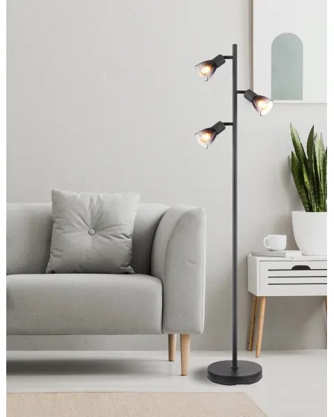 Globo 54312-3S - Stojacia lampa SATELLA 3xE14/25W/230V čierna