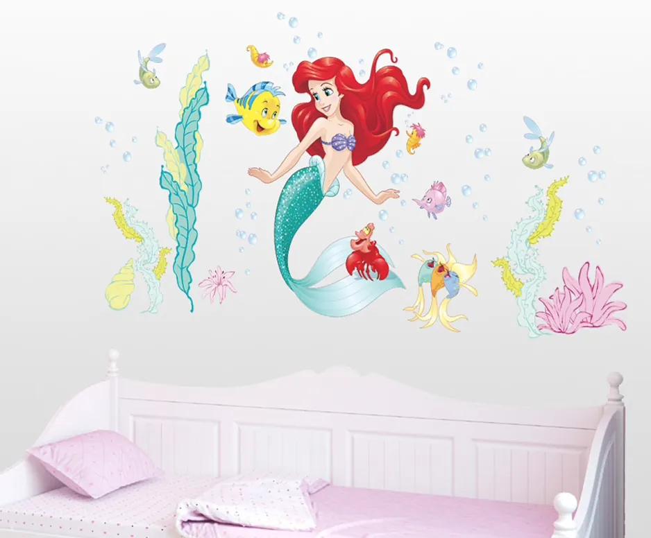 Samolepka na stenu "Ariel - malá morská víla" 42x83cm