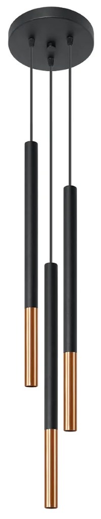 Závesné svietidlo Mozaica, 3x čierne kovové tienidlo, c, o