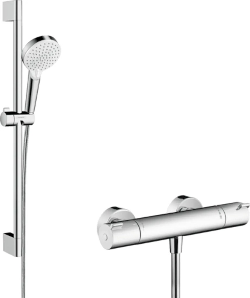 Sprchový systém Hansgrohe Crometta s termostatickou batériou biela/chróm 27812400