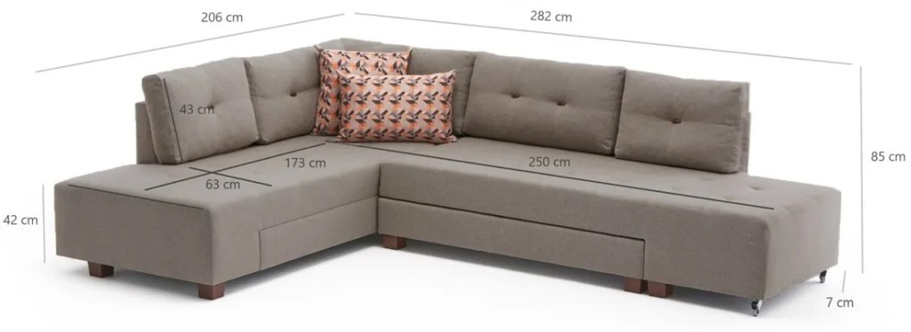 Rohová rozkladacia pohovka Manama krémová II ľavá