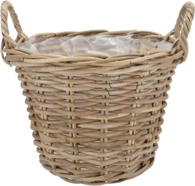 Ratanový nízky kvetináč /kôš s ušami Ivy grey - Ø 40*13 cm
