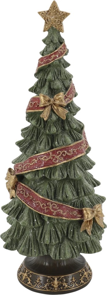 Zelený vianočný stromček so stuhou a mašľami Noël Tree z polyresinu – Ø15*40 cm
