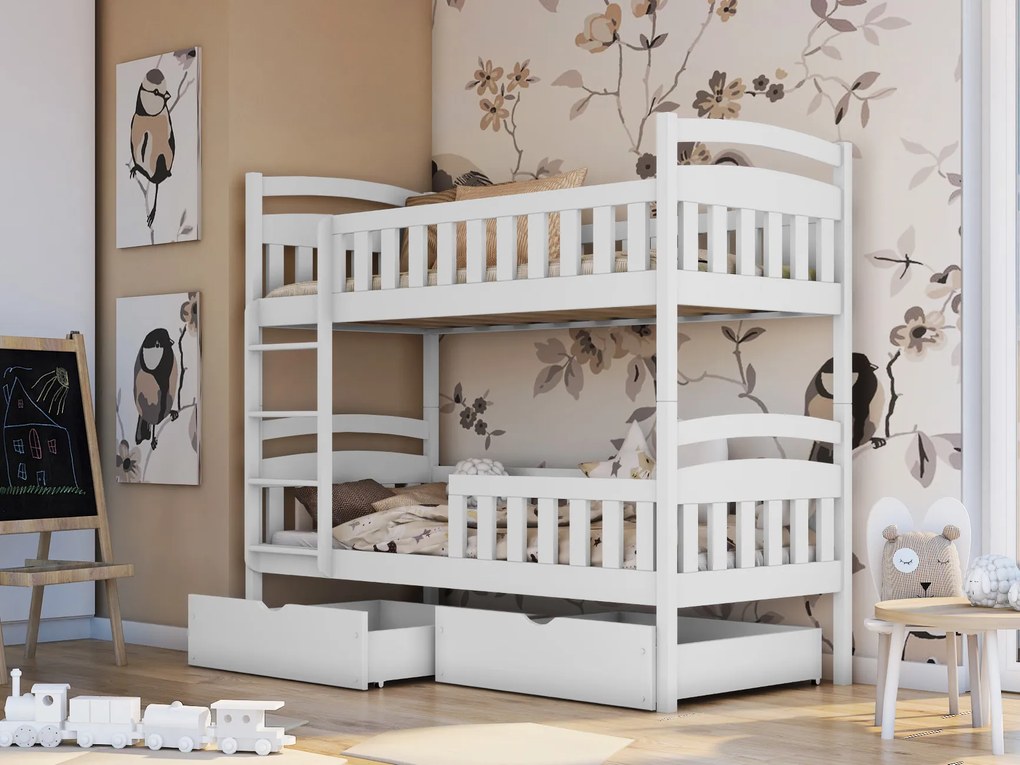 Detská posteľ 90 x 200 cm Antone (s roštom a úl. priestorom) (biela). Akcia -20%. Vlastná spoľahlivá doprava až k Vám domov. 1013555