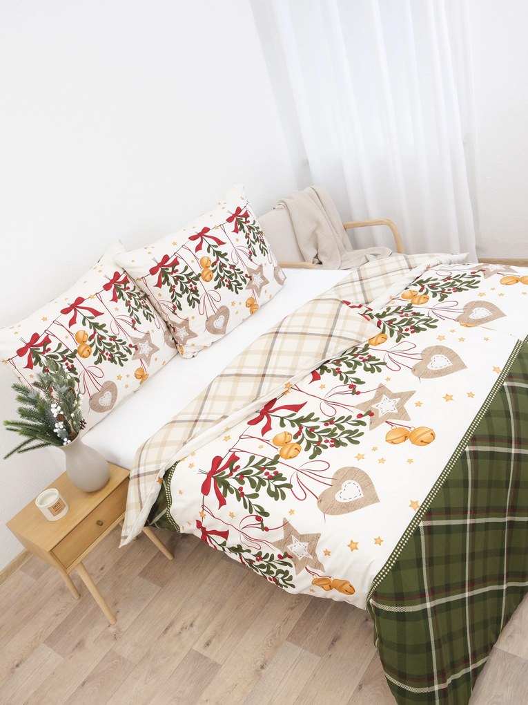 Vianočné bavlnené obliečky Renforcé – Kúzlo Vianoc krémové