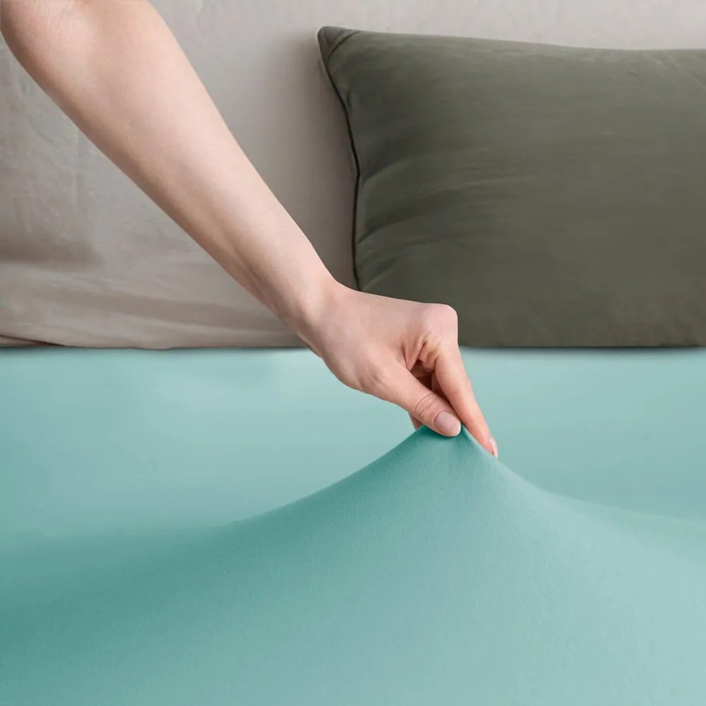 Tyrkysová napínacia plachta jersey 180x200 cm Amber – Restilo