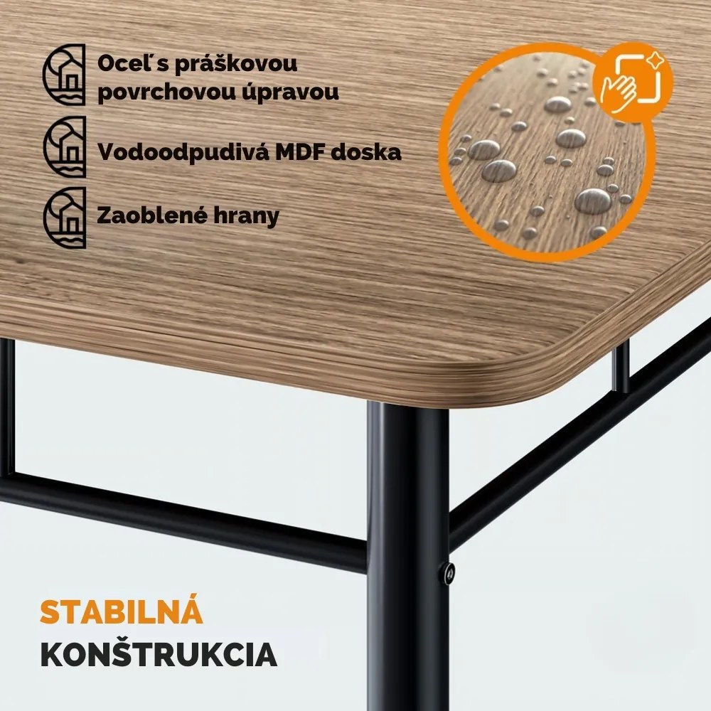 Jedálenská súprava LEO, 5-dielna, čierna/hnedá Casaria