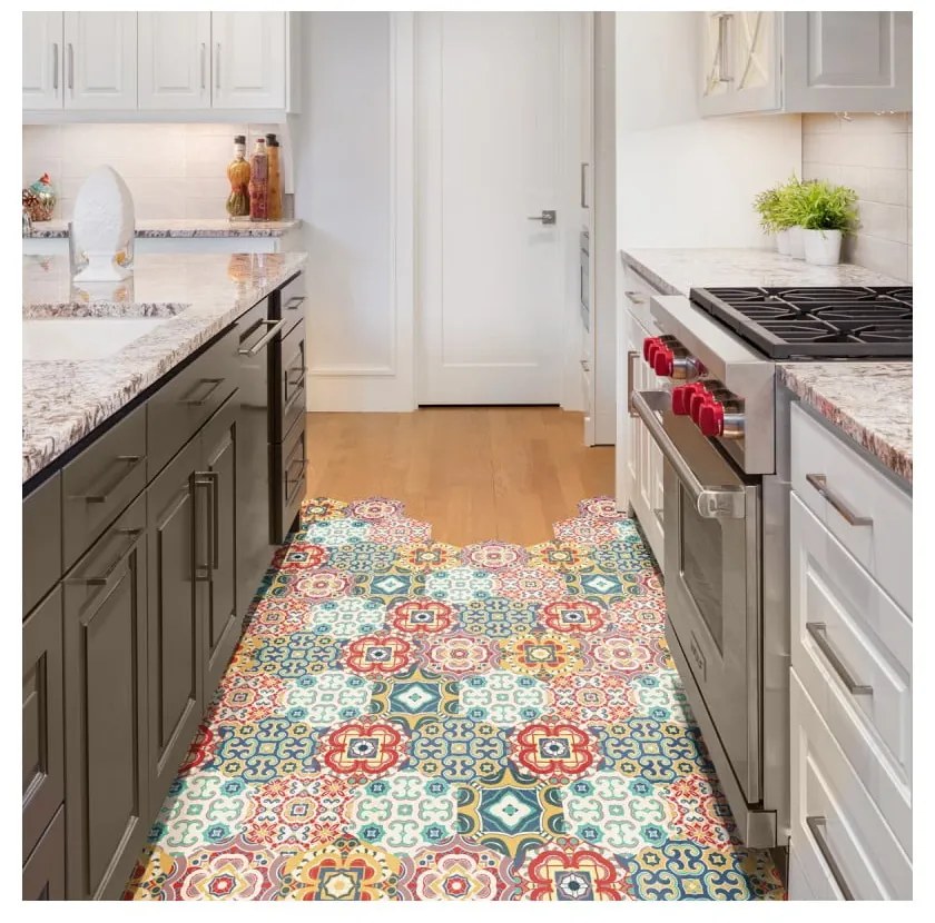 Sada 10 samolepiek na podlahu Ambiance Floor Stickers Hexagons Lorena, 40 × 90 cm