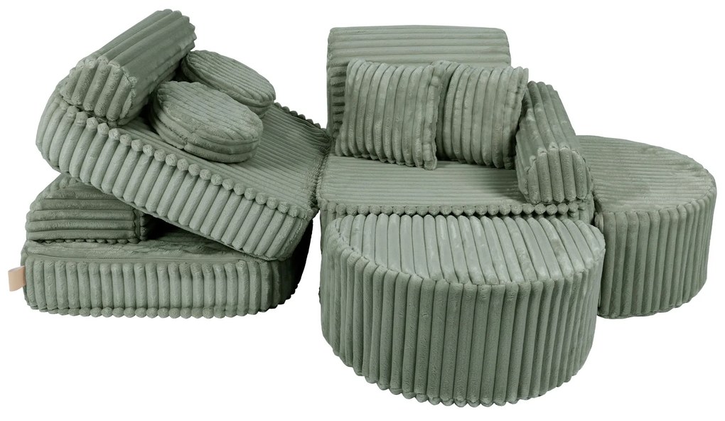 MeowBaby® Churros detská pohovka Max, Olive Sage Green