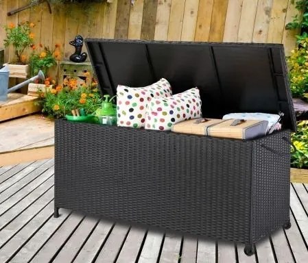 InternetovaZahrada - Úložný box 122cm x 56cm x 61cm - čierna s kolieskom