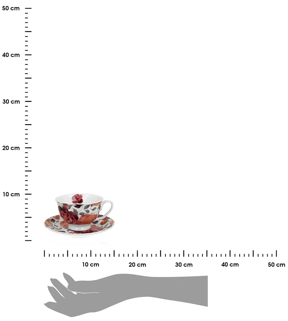 Porcelánová šálka na nohe s podšálkou Royal Spring Roses White 250 ml