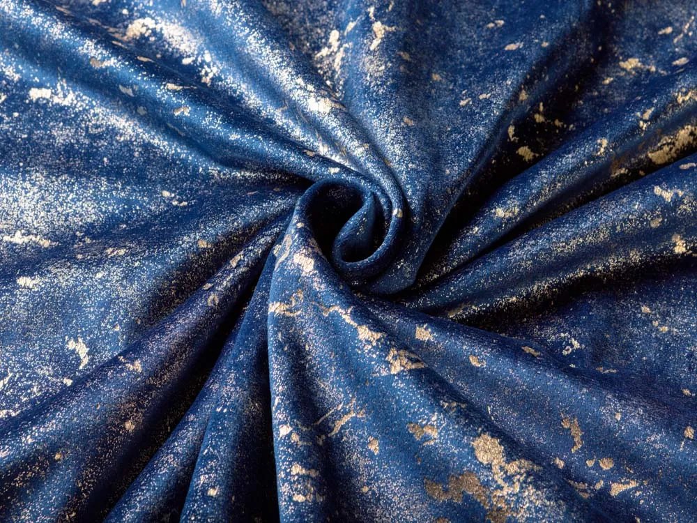 Biante Veľký zamatový obdĺžnikový obrus Isabela IBL-005 Gold Design kráľovská modrá 160x200 cm