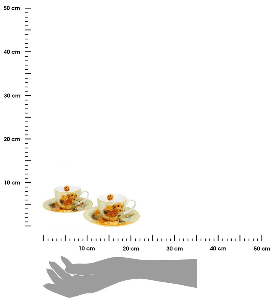 Porcelánová šálka s podšálkou Van Gogh Sunflowers 90 ml sada 2ks