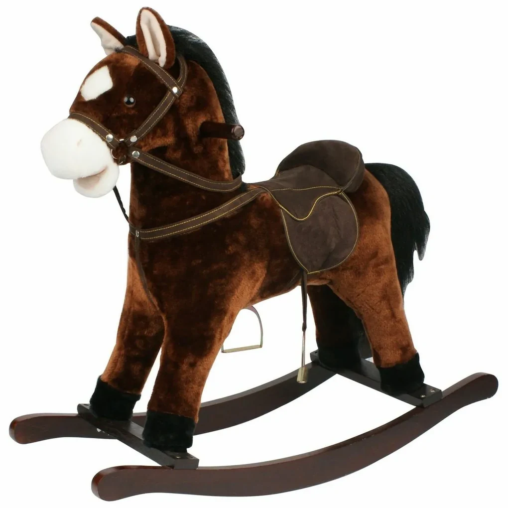 Kôň hojdací hnedý plyš, výška 71cm, nosnosť 50kg