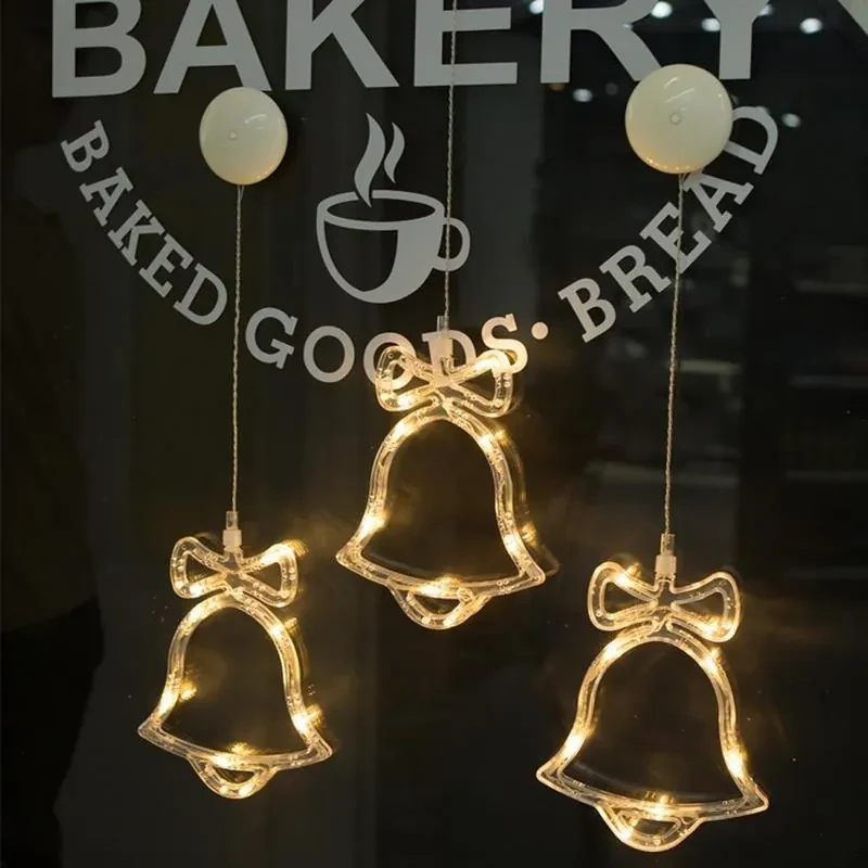 ACA Lighting LED vianočné zvonček do okna, teplá biela farba, IP20, 3xAAA, prísavka
