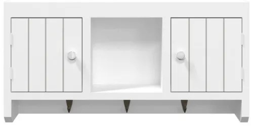 vidaXL Skrinka na kľúče biela 40x8,5x20 cm spracované drevo a oceľ-